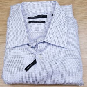 BLOOMINGDALES Dress Shirt Mens 15.5 White Line Dash Button Up Workwear